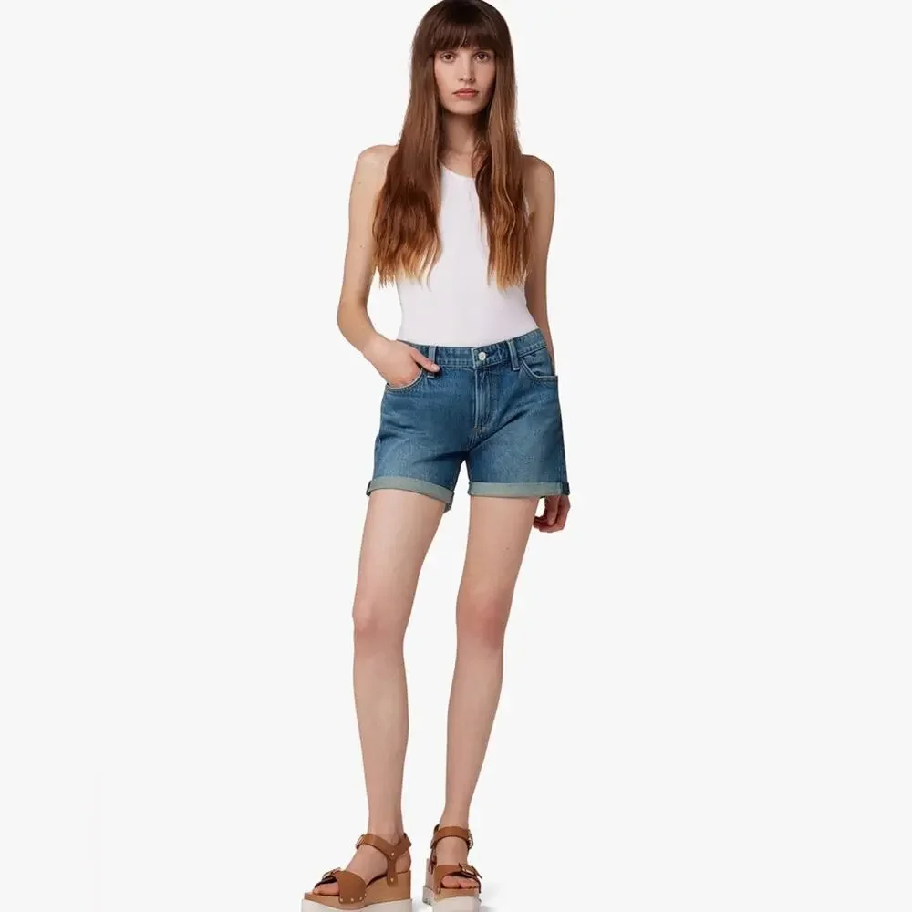 NEW Joes Jeans 5” Cuffed Jean Shorts Stretch Mid-Rise Denim Womens 28 $118